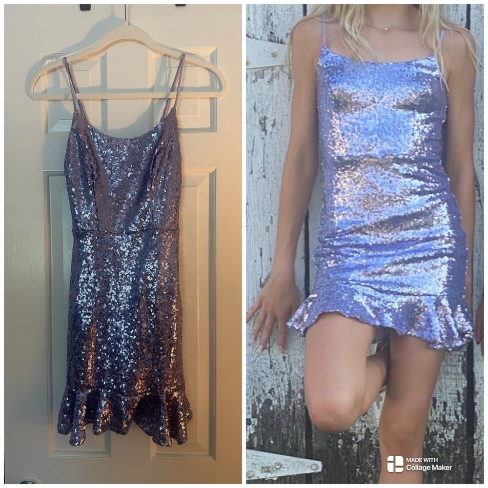 Purple sequin semi formal dress